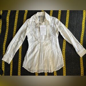 Farinaz Taghavi white/Beige mixed blouse size 4